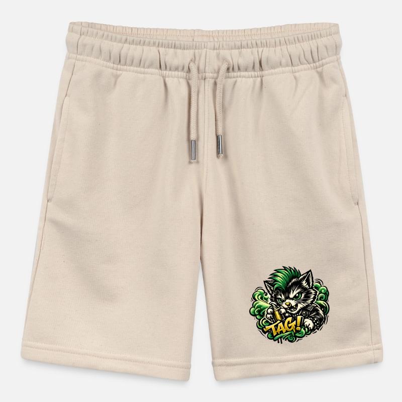 Aggressive Cat Graffiti Stanley/Stella MINI BOLTER Organic Teen Jogging Shorts