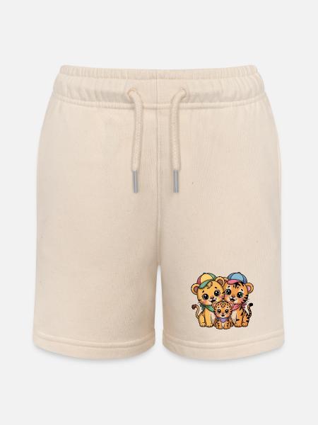Süße Löwe Tiger Leopard Freunde - Stanley/Stella Teenager Bio-Joggingshorts MINI BOLTER - Natur