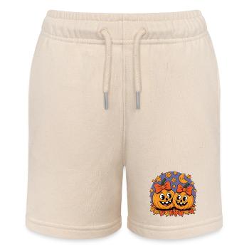 Funny Halloween pumpkins with bows - Stanley/Stella MINI BOLTER Organic Teen Jogging Shorts - soft Ecru - Front