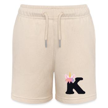 Unicorn Letter Rainbow Style "K" | be unique - Stanley/Stella MINI BOLTER Organic Teen Jogging Shorts - soft Ecru - Front