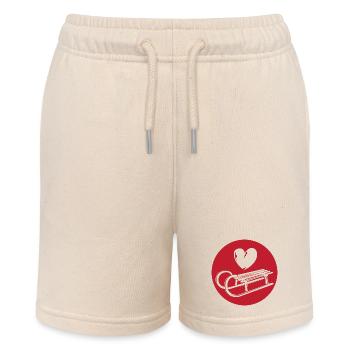 Herz Schlitten Symbol Rodeln Schnee Winter Sport - Stanley/Stella Teenager Bio-Joggingshorts MINI BOLTER - Natur - Vorne