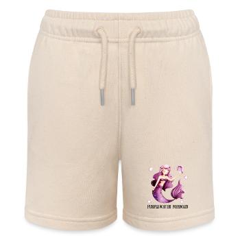 Purple-Water Mermaid - Stanley/Stella MINI BOLTER Organic Teen Jogging Shorts - soft Ecru - Front