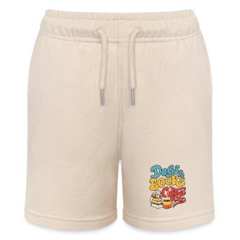 Dog and books with coffee - Stanley/Stella MINI BOLTER Organic Teen Jogging Shorts - soft Ecru - Front