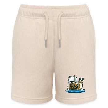 Sailing Snail: The Nautical Navigator - Stanley/Stella MINI BOLTER Organic Teen Jogging Shorts - soft Ecru - Front