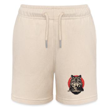Wolf Ramen Nudeln Wolfkopf Wölfe - Stanley/Stella Teenager Bio-Joggingshorts MINI BOLTER - Natur - Vorne