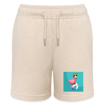 Flamingo, sein Ballon und seine Ananasbrille - Stanley/Stella Teenager Bio-Joggingshorts MINI BOLTER - Natur - Vorne