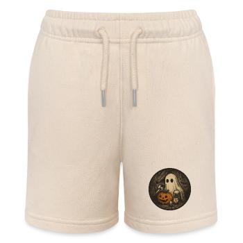 Spooky Halloween Vintage Ghost Scene with Pumpkin - Stanley/Stella MINI BOLTER Organic Teen Jogging Shorts - soft Ecru - Front