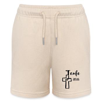 Baptism 2026 Cross with Fish Dipping - Stanley/Stella MINI BOLTER Organic Teen Jogging Shorts - soft Ecru - Front