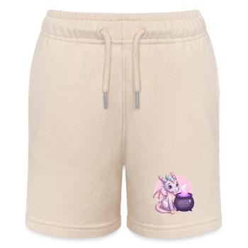 Cute Dragon with Magic Cauldron – Fantasy Art - Stanley/Stella MINI BOLTER Organic Teen Jogging Shorts - soft Ecru - Front