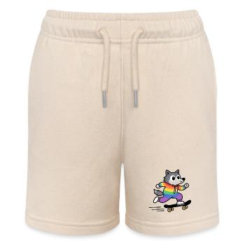 Regenbogen Wolf Schlittschuh - Stanley/Stella Teenager Bio-Joggingshorts MINI BOLTER - Natur - Vorne