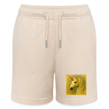 Heiß gemalt Einhornporträt - Stanley/Stella Teenager Bio-Joggingshorts MINI BOLTER - Natur - Vorne
