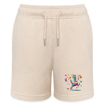 Buntes Einhornzauber-Lolli-Paradies - Stanley/Stella Teenager Bio-Joggingshorts MINI BOLTER - Natur - Vorne