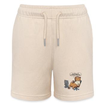 Energy-saving Capybara beaver at the workplace - Stanley/Stella MINI BOLTER Organic Teen Jogging Shorts - soft Ecru - Front