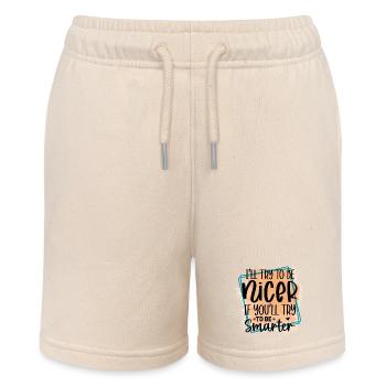 Try to be smarter, I'll be nicer - Stanley/Stella MINI BOLTER Organic Teen Jogging Shorts - soft Ecru - Front