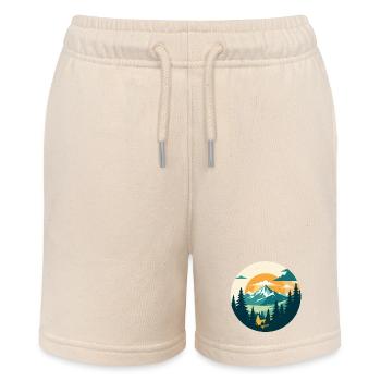 Berge Bergwald Hochgebirge Hiking Kreis Motiv - Stanley/Stella Teenager Bio-Joggingshorts MINI BOLTER - Natur - Vorne