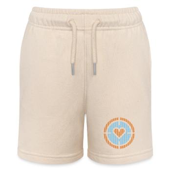 Heart in Target Emblem, atomic pattern - Stanley/Stella MINI BOLTER Organic Teen Jogging Shorts - soft Ecru - Front
