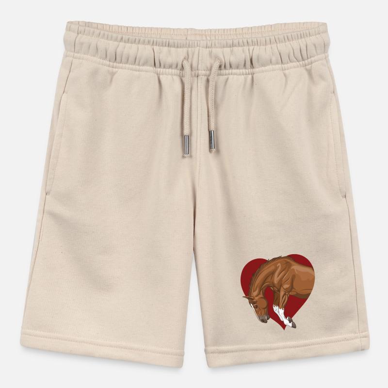 Ein Pferd, das in ein rotes Herz springt Stanley/Stella Teenager Bio-Joggingshorts MINI BOLTER