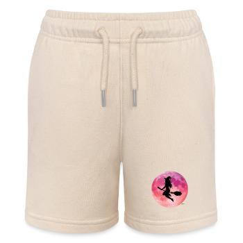 Rosa Mond Nachtflug-Silhouette - Stanley/Stella Teenager Bio-Joggingshorts MINI BOLTER - Natur - Vorne