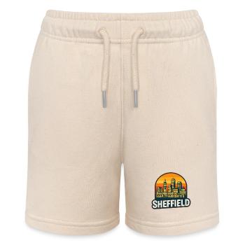 Sheffield Steel City Skyline Retro Sonnenuntergangskunst - Stanley/Stella Teenager Bio-Joggingshorts MINI BOLTER - Natur - Vorne