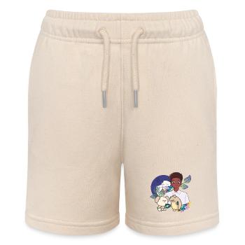 Anime-Junge und Tiere mit Krücken-Kunst - Stanley/Stella Teenager Bio-Joggingshorts MINI BOLTER - Natur - Vorne