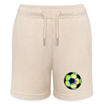 Football Brésil - Vert, Jaune, Bleu - Aquarelle Peinture - Short bio MINI BOLTER Stanley/Stella Ado - écru doux - Devant