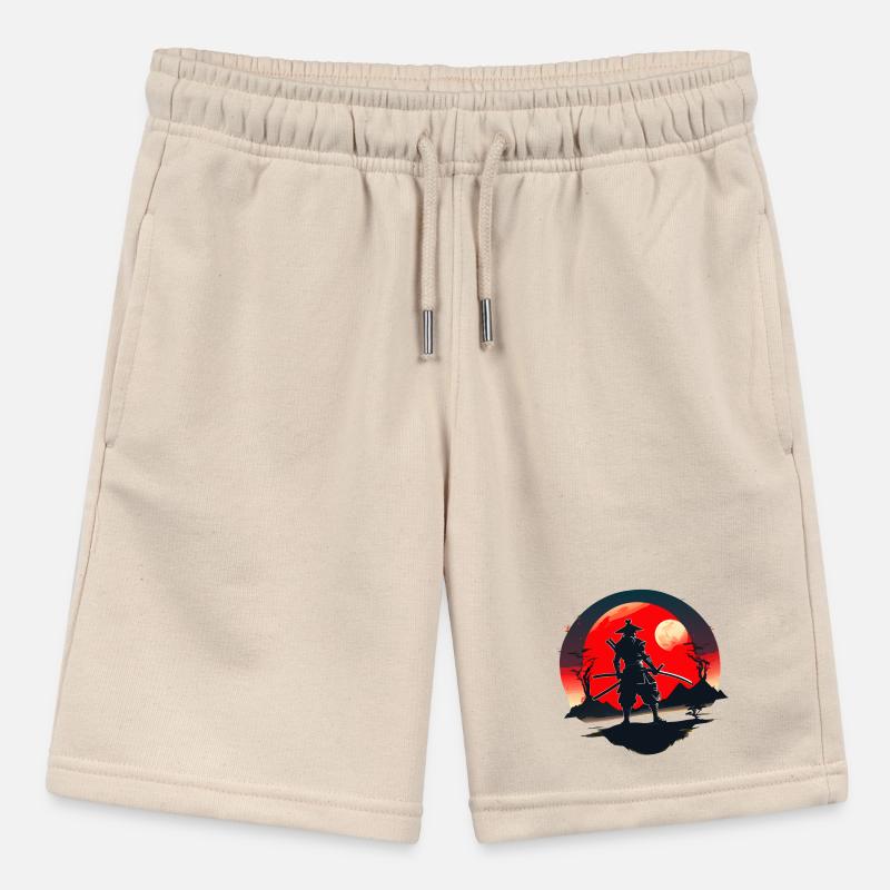 Samurai Silhouette with Red Moon Background Stanley/Stella MINI BOLTER Organic Teen Jogging Shorts