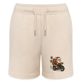 Weihnachtsmann auf Motorrad mit Geschenken - Stanley/Stella Teenager Bio-Joggingshorts MINI BOLTER - Natur - Vorne