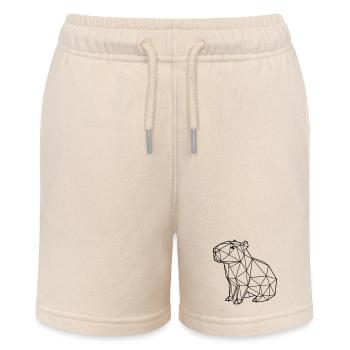 Capybara Géométrique Origami Moderne Animal Noir - Short bio MINI BOLTER Stanley/Stella Ado - écru doux - Devant
