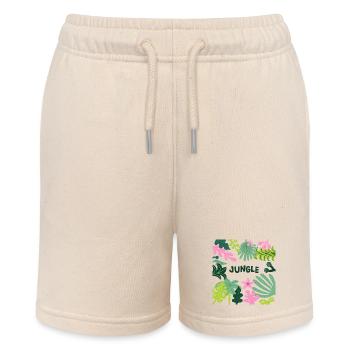 Jungle Tropical Leaves Pattern Nature Design - Stanley/Stella MINI BOLTER Organic Teen Jogging Shorts - soft Ecru - Front