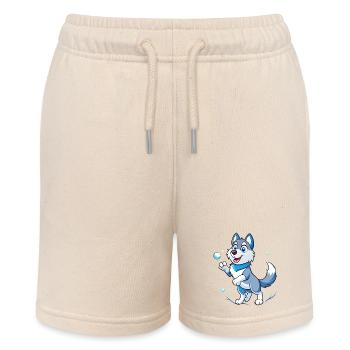 Snowball Showdown: Siberian Husky Delight - Stanley/Stella MINI BOLTER Organic Teen Jogging Shorts - soft Ecru - Front