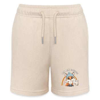 4th Birthday Fox Rainbow Cute Cute - Stanley/Stella MINI BOLTER Organic Teen Jogging Shorts - soft Ecru - Front