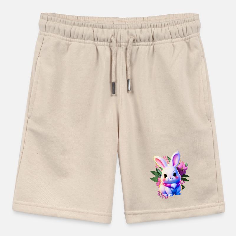 cute Easter Bunny Floral with Easter flowers Stanley/Stella MINI BOLTER Organic Teen Jogging Shorts