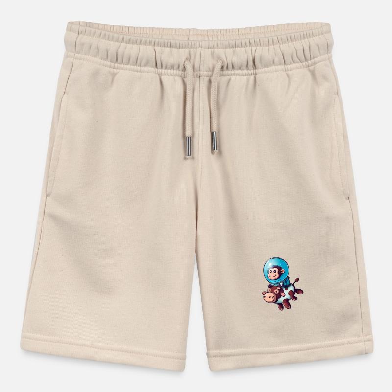 Monkey on Cow Rocket Shake Astronaut Cosmonaut Stanley/Stella MINI BOLTER Organic Teen Jogging Shorts