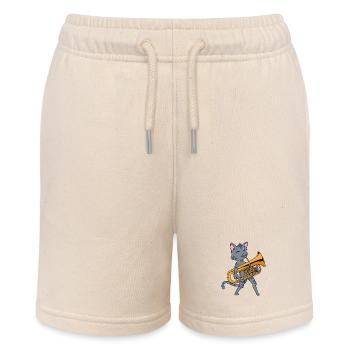 Cartoon Katze spielt Euphonium - Stanley/Stella Teenager Bio-Joggingshorts MINI BOLTER - Natur - Vorne