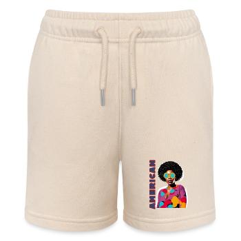 Black Woman mit Schriftzug American - Stanley/Stella Teenager Bio-Joggingshorts MINI BOLTER - Natur - Vorne