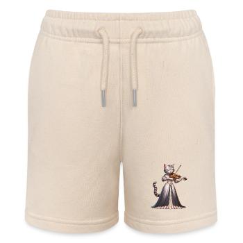 Violin Katze Violinistin - Stanley/Stella Teenager Bio-Joggingshorts MINI BOLTER - Natur - Vorne