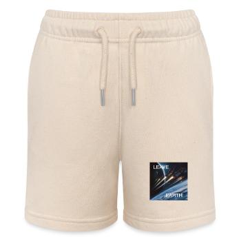 Retro Style Poster Space Travel "Leave Earth" - Stanley/Stella MINI BOLTER Organic Teen Jogging Shorts - soft Ecru - Front