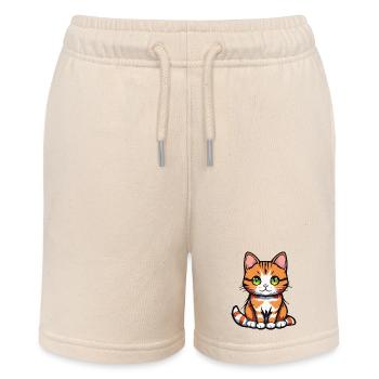 Cat Green Eyes - Stanley/Stella MINI BOLTER Organic Teen Jogging Shorts - soft Ecru - Front