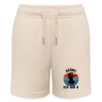 8. Geburtstag - BÄÄM, Mädchen mit DAB Tanz - Stanley/Stella Teenager Bio-Joggingshorts MINI BOLTER - Natur - Vorne