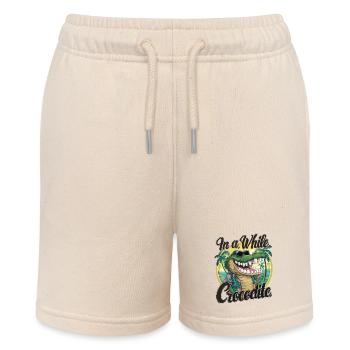 Lustiges Krokodil Alligator In A While Crocodile - Stanley/Stella Teenager Bio-Joggingshorts MINI BOLTER - Natur - Vorne