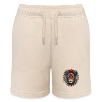 Majestätischer bunter Löwe Stammeskunstwerk - Stanley/Stella Teenager Bio-Joggingshorts MINI BOLTER - Natur - Vorne