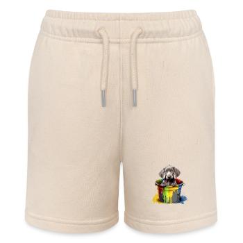 Weimaraner Hund Hunderasse - Stanley/Stella Teenager Bio-Joggingshorts MINI BOLTER - Natur - Vorne
