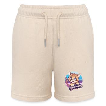 Katze gaming retro background - Stanley/Stella Teenager Bio-Joggingshorts MINI BOLTER - Natur - Vorne