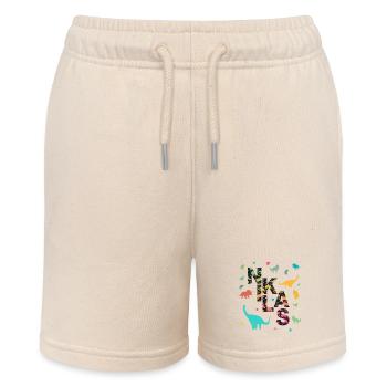 NIKLAS - Schöner Jungen Name mit Dinosaurier - Stanley/Stella Teenager Bio-Joggingshorts MINI BOLTER - Natur - Vorne