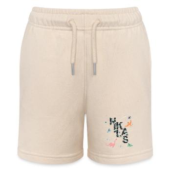 NIKLAS - Schöner Jungen Name mit Dinosaurier - Stanley/Stella Teenager Bio-Joggingshorts MINI BOLTER - Natur - Vorne