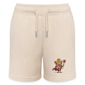 Witziges Pizza Cartoon Pizzastück Design - Stanley/Stella Teenager Bio-Joggingshorts MINI BOLTER - Natur - Vorne
