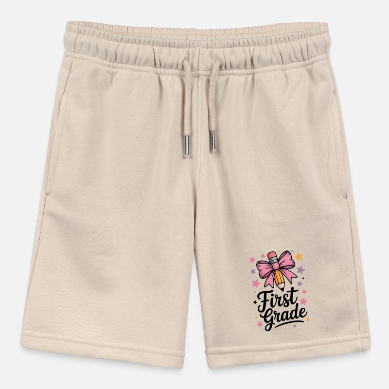 First Grade Bow Crayon Bow School Stanley/Stella MINI BOLTER Organic Teen Jogging Shorts