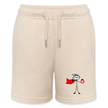 woman with red cape and stop sign - Stanley/Stella MINI BOLTER Organic Teen Jogging Shorts - soft Ecru - Front