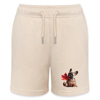 Herbstliche französische Bulldogge - Stanley/Stella Teenager Bio-Joggingshorts MINI BOLTER - Natur - Vorne