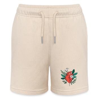 Anatomical Heart in Floral Bloom - Stanley/Stella MINI BOLTER Organic Teen Jogging Shorts - soft Ecru - Front